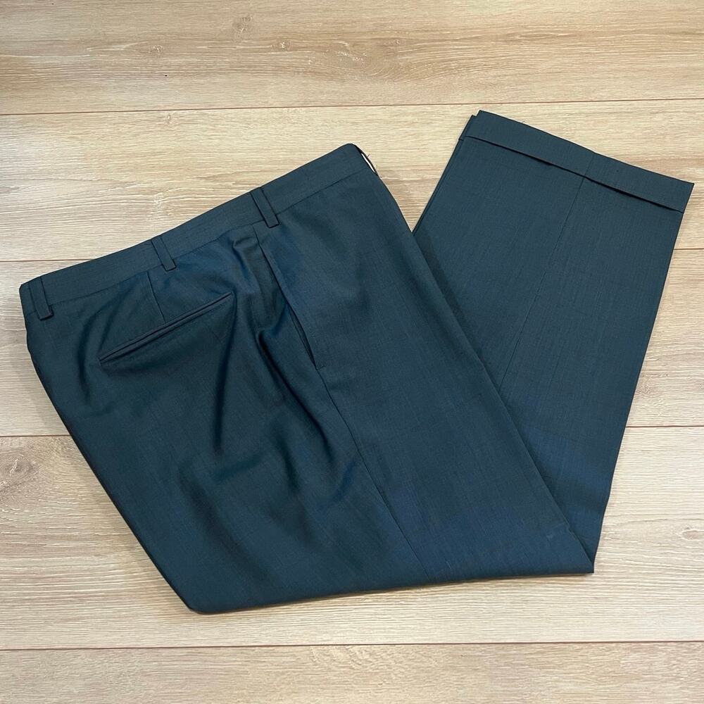 Men's Bespoke Dress Pants Blue Plaid Fine Wool Size 36 JP